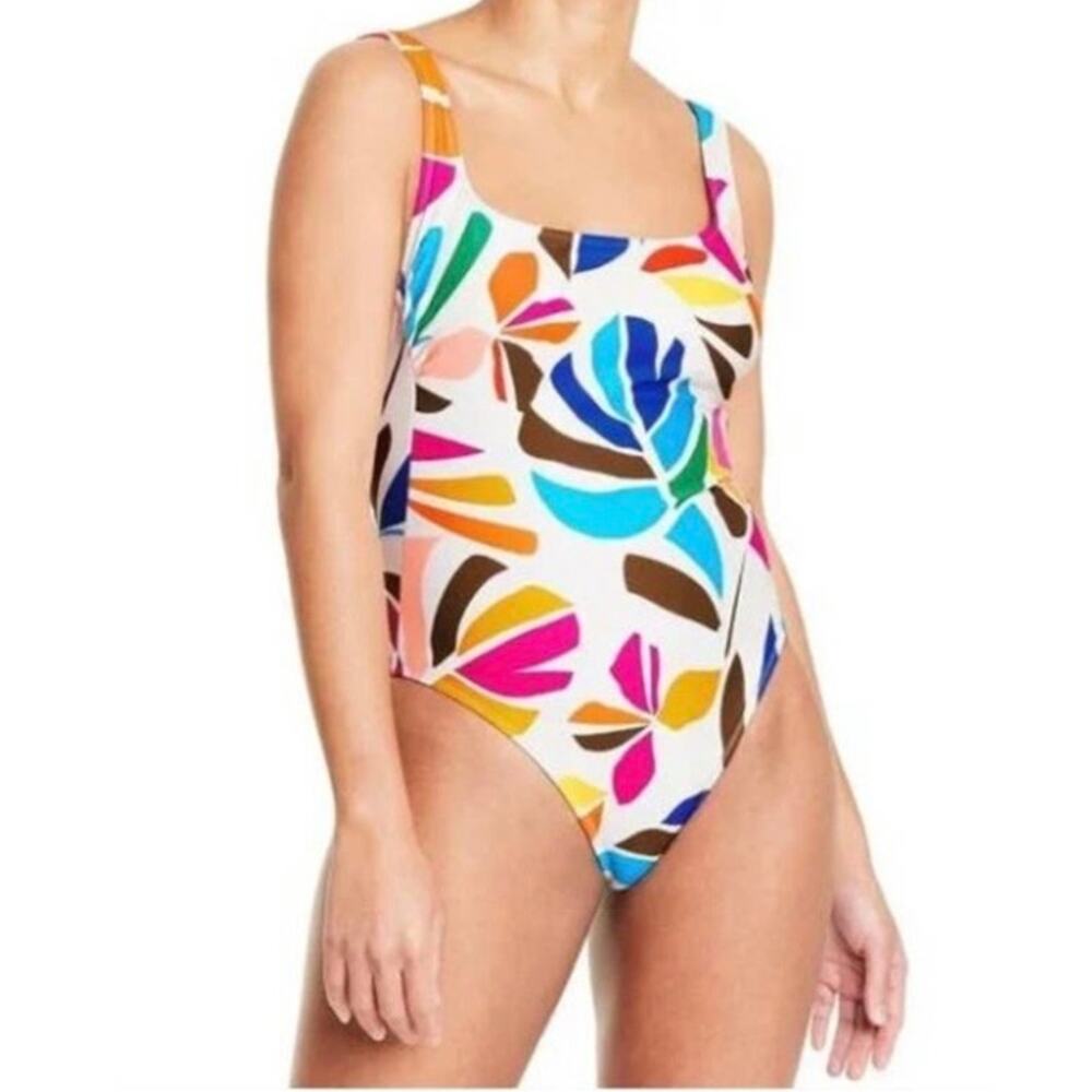 New Tabitha Brown Multi Color Palm Tree One Piece Swimsuit Medium